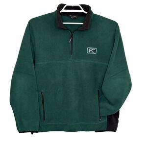 Fayettechill 1/4 Zip Fleece Sweatshirt Mens Size Large Green Black Trim Pockets